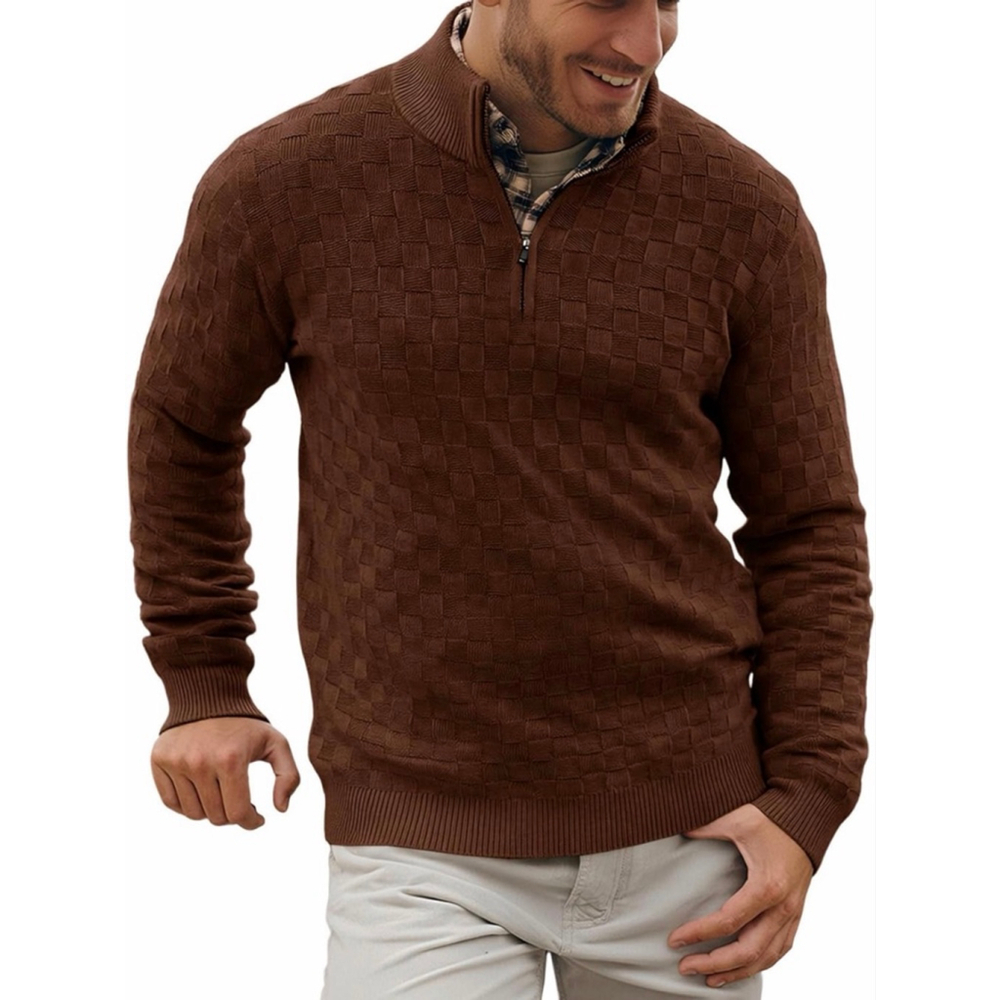 NEW Mens Quarter Zip Pullover Mock Neck Slim Fit Sweater M